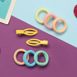 Цена за 6 шт. Набор для волос «Карамель», 10 резинок 1.5 см, 2 зажима 3 см, рыбка, жёлтый