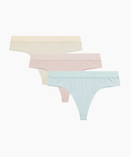 ATLANTIC 3CLP-013 Трусы стринги String - набор 3 шт. бежевый + ванильный + светло-голубой