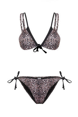 Leopar Desenli Ucgen Renk Bloklu Brazilian Bikini Tak?m? TBESS25BT00034