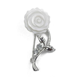 Брошь "Роза мини" перламутр белый