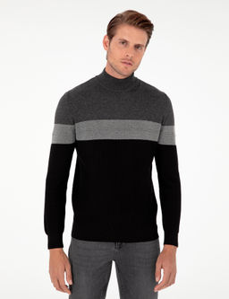 Antrasit Melanj Slim Fit Yar_m Bal_k__ Yaka Triko Kazak - Pierre cardin фото 3