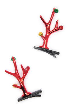 Новогодние заколки Рожки (1 пара) SF-7562, красный №12 - Больше подарков фото 4