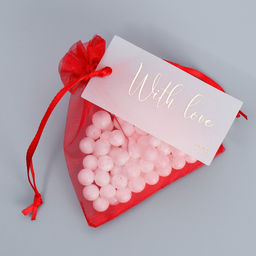 Цена за 10 шт. Мешочек подарочный органза бордовый «Бордо», с шильдиком, 10 х 12 см +/- 1.5 см