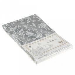 Скатерть 200х145см "Роза на льне", длина стола до 160см, на 6-8 персон, рогожка 171г/м2, хлопок 100%, упаковка классическая 28х41см, "Домашняя мода" (Россия)