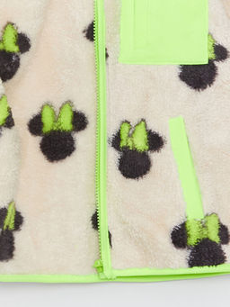 Dik Yaka Minnie Mouse Desenli Uzun Kollu Pel?? K?z ?ocuk Fermuarl? Sweatshirt - Waikiki фото 3