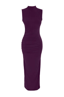 TRENDYOLMILLA Siyah S?f?r Kol Drapeli Bodycone/Vucuda Oturan Esnek Orme Maxi Kalem Elbise TWOSS24EL00101  фото 14