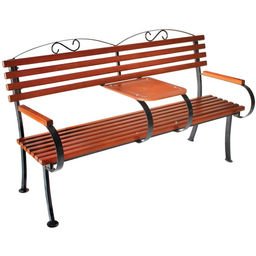 Скамейка «Романтика», 160×75×98 см, деревянная, металлические ножки, со столиком