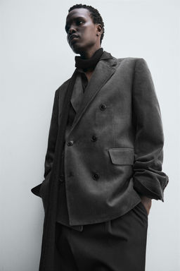 DOUBLE-BREASTED CORDUROY BLAZER - Zara фото 5