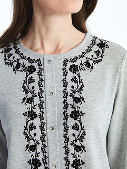 Bisiklet Yaka ?i?ekli Kad?n Bluz