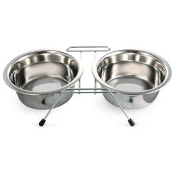 Миска 9003 металлическая на подставке, 2*0,80л