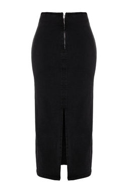 More Sustainable Siyah Dikis Detayl? Midi Kalem Comfort/Esnek Denim Etek TWOAW24ET00057