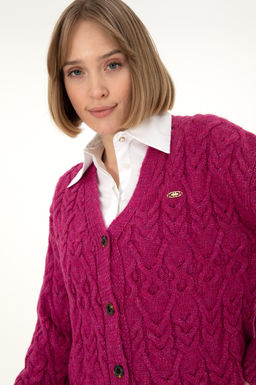 Женский трикотажный кардиган цвета фуксии Неожиданная скидка в корзине - U.s. polo assn фото 2