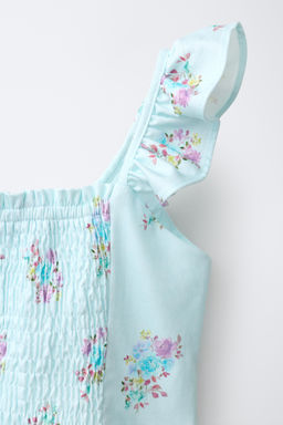 VESTIDO VOLANTES ESTAMPADO FLORES / Azul pastel - Zara фото 4