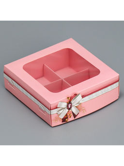 Цена за 5 шт. Коробка для конфет, кондитерская упаковка, 4 ячейки, «От всей души», 10.5×10.5×3.5 см