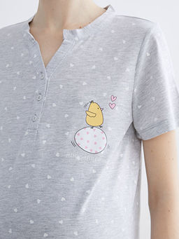 Ka??k Yaka Civciv Bask?l? Hamile Gecelik