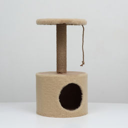 Домик для кошек с когтеточкой круглый, джут, 35 х 35 х 64 см, бежевый - Simaland фото 10