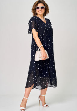 Платье EVA GRANT 7116 синий горох