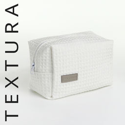 Косметичка женская на молнии TEXTURA, объёмная, средняя, мягкая, вафельная текстура, белая