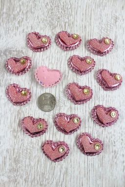 Патч 3D, с декором Сердце 3,7*2,5 см (20 шт) SF-1544, розовый