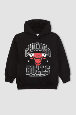 Толстовка с капюшоном NBA Chicago Bulls для мальчиков - Defacto фото 4