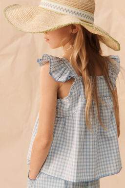 TOP BORDADOS CUADROS LIMITED EDITION / Azul / Blanco - Zara фото 5