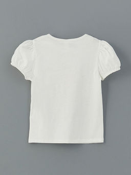 Bisiklet Yaka Bask?l? K?z ?ocuk Ti??rt