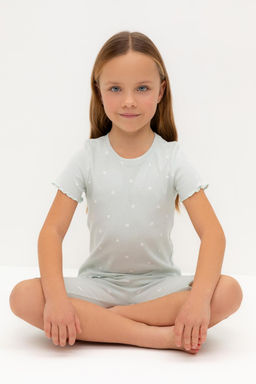 К 1632/серое небо,мини листики пижама для дев