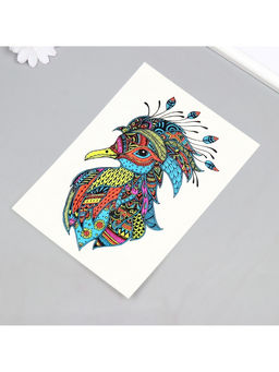 Переводная тату на тело цветная Птица в узорах, неон, 26?14.5 см