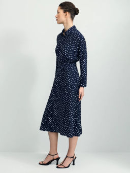 Приталенное платье с принтом в горошек / Zarina  фото 4