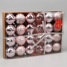 Ёлочные игрушки Морозные узоры, шары новогодние, d=4.5 см, набор 24 шт., розовый - Зимнее волшебство фото 6