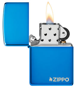Зажигалка ZIPPO Логотип с синим глянцевым покрытием | Logo High Polish Blue 20446ZL  фото 3