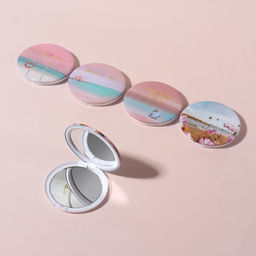 Зеркало складное Пляж, d 7,5 см, с увеличением, рисунок МИКС
