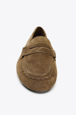 STITCHED SPLIT SUEDE LOAFERS - Zara фото 6
