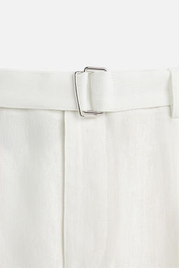 100% LINEN BERMUDA SHORTS WITH BELT - Zara фото 9