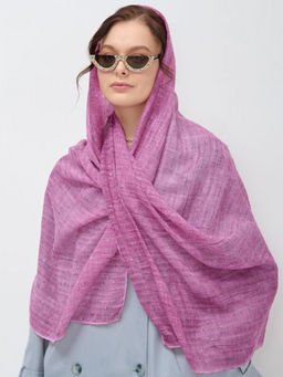 Лен с хлопком . Большой, красивый двусторонний палантин с необычной выработкой по всему полотну изде