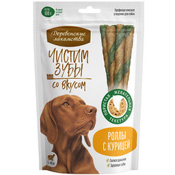Деревенские лакомства Чистим зубы д/с Роллы с курицей 100г