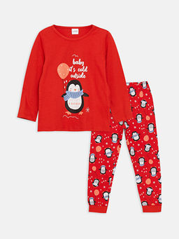 Bisiklet Yaka Bask?l? Uzun Kollu K?z ?ocuk Pijama Tak?m?