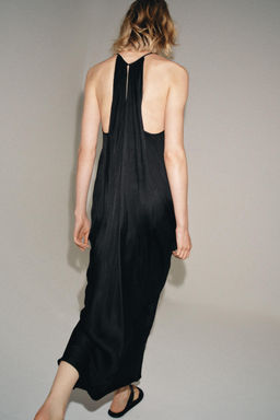 VESTIDO DRAPEADO SATINADO ZW COLLECTION / Negro - Zara фото 5