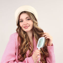 Расчёска массажная, широкая, вентилируемая, 8.5×20.5 см, белая, бирюзовая