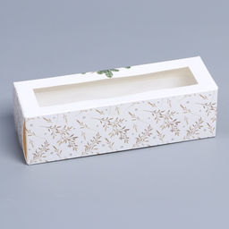 Цена за 5 шт. Коробка для макарун «С Новым годом» 18×5.5×5.5 см
