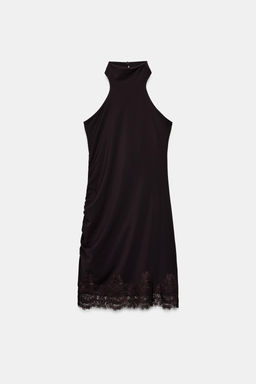 VESTIDO HALTER ENCAJE / Marr?n - Zara фото 5