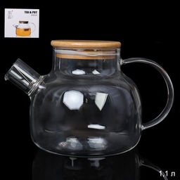 Чайник заварочный 1100 мл / G125-21 /уп 48/ крышка бамбуковая