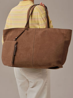 Замшевая сумка шоппер Texas DBR 31390 серо-коричневый  фото 8