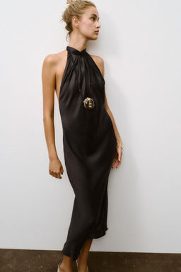OPEN BACK SATIN MIDI DRESS - Zara фото 13