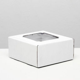 Цена за 5 шт. Коробка самосборная, с окном, белая, 19 х 18 х 9 см