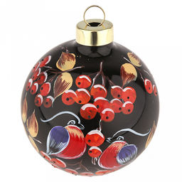 Елочная игрушка шар стеклянная д8см, черный, ручная художественная роспись, подарочная упаковка (Россия)