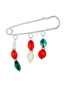 Эффектная брошь с подвесками из янтаря разных оттенков