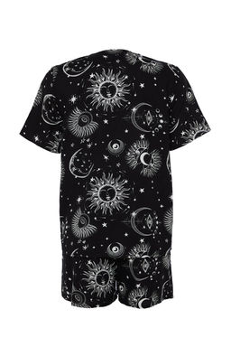 Trendyolmilla Kad?n Couple/Cift Mavi Galaksi Desenli Viskon Sortlu Dokuma Pijama Tak?m? THMSS24PT00135 фото 17