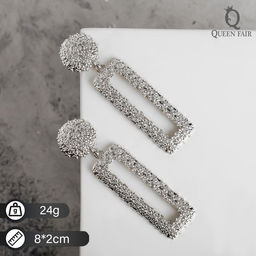 Серьги металл Карибы длинный прямоугольник, цвет серебро - Queen fair фото 3