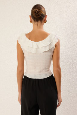 Siyah Fitted/Vucuda Oturan Buzgu/Drape Detayl? Esnek Orme Bluz TWOSS25BZ00274 - Trendyolmilla фото 9